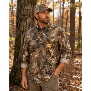 Magellan Outdoors Hunt Gear Realtree Camo Button Shirt Men 2XL Hunting